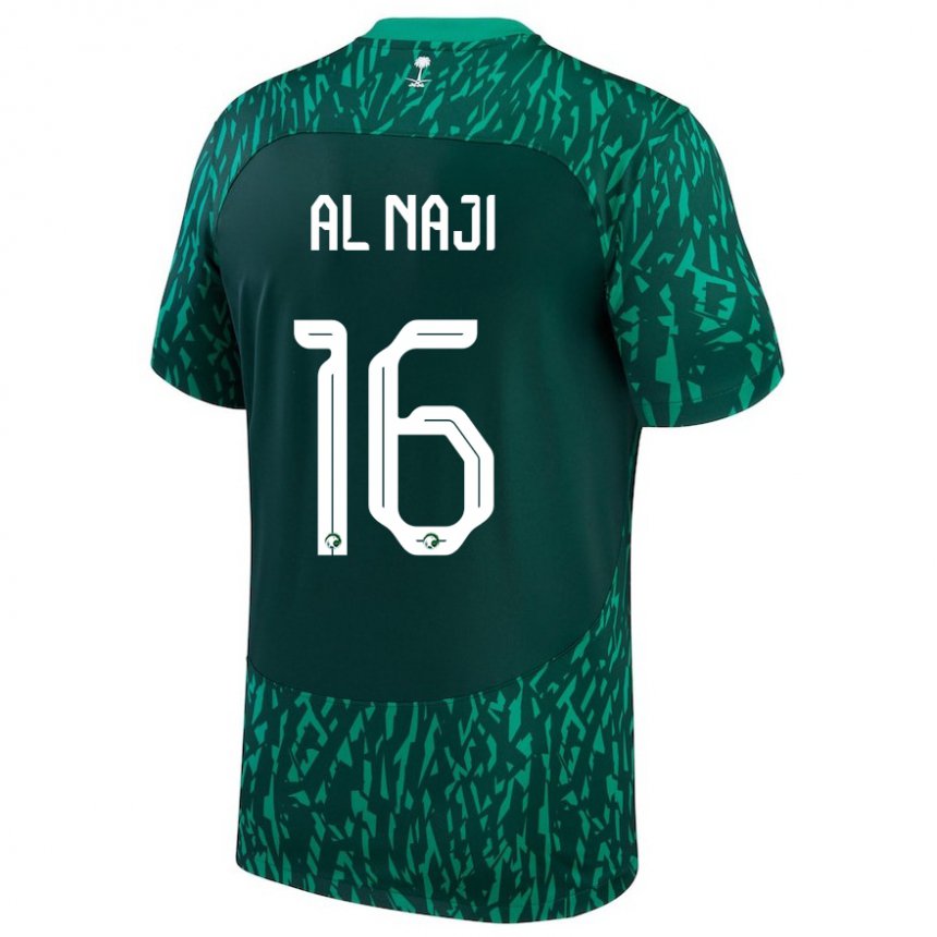 Męski Arabii Saudyjskiej Sami Al Naji #16 Ciemnozielony Wyjazdowa Koszulka 22-24 Koszulki Klubowe