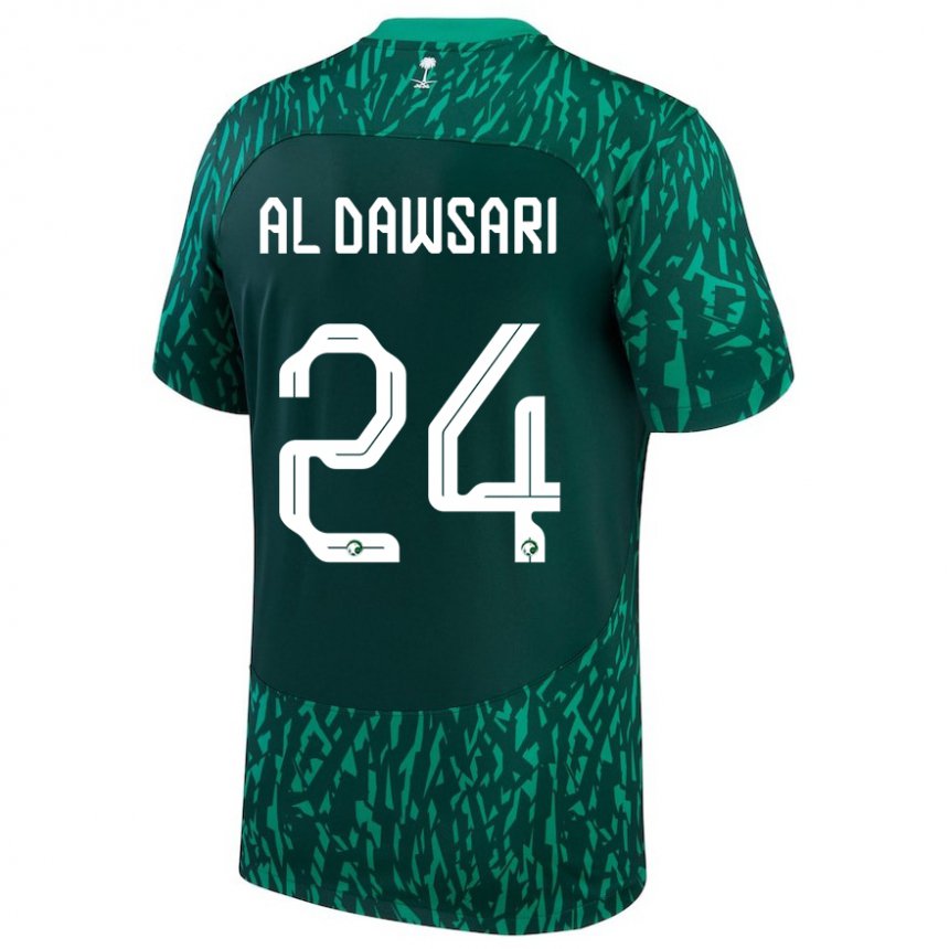 Męski Arabii Saudyjskiej Nasser Al Dawsari #24 Ciemnozielony Wyjazdowa Koszulka 22-24 Koszulki Klubowe