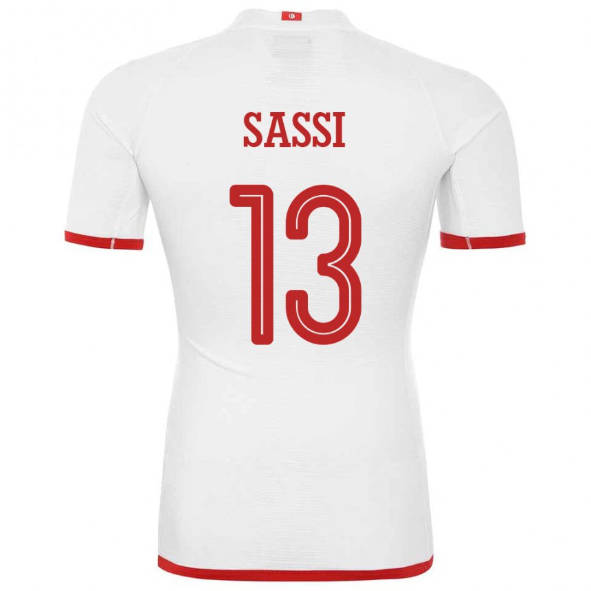 Męski Tunezji Ferjani Sassi #13 Biały Wyjazdowa Koszulka 22-24 Koszulki Klubowe