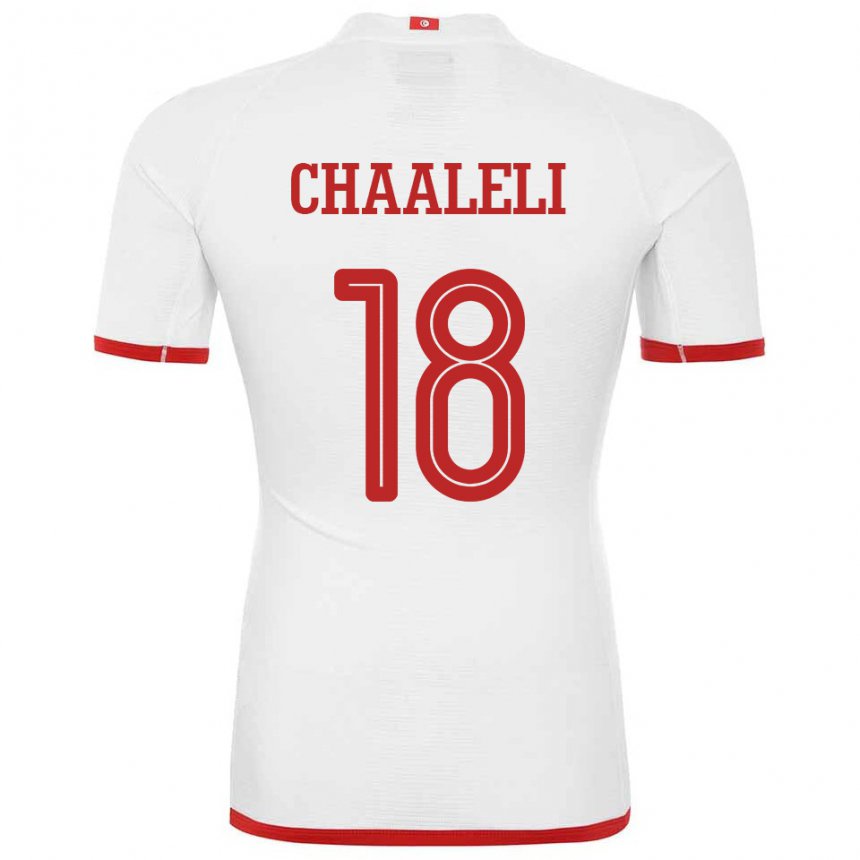 Męski Tunezji Ghaliene Chaaleli #18 Biały Wyjazdowa Koszulka 22-24 Koszulki Klubowe