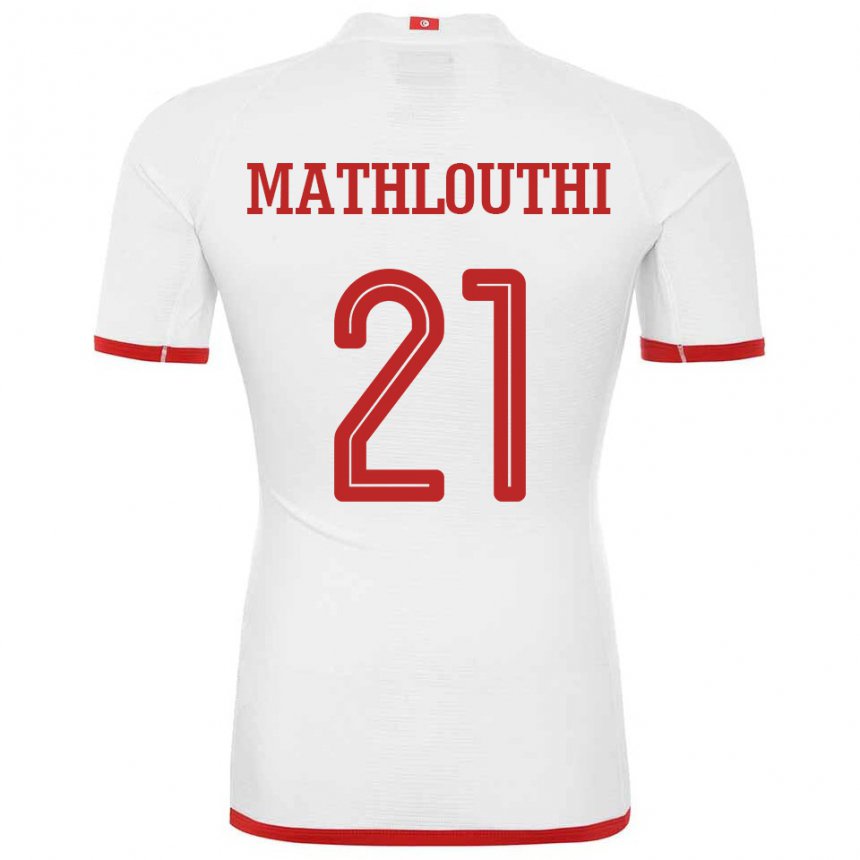 Męski Tunezji Hamza Mathlouthi #21 Biały Wyjazdowa Koszulka 22-24 Koszulki Klubowe