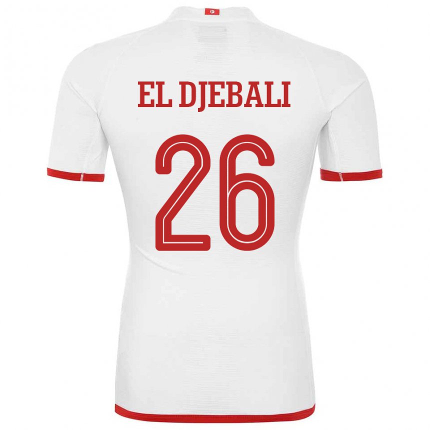 Męski Tunezji Chaim El Djebali #26 Biały Wyjazdowa Koszulka 22-24 Koszulki Klubowe