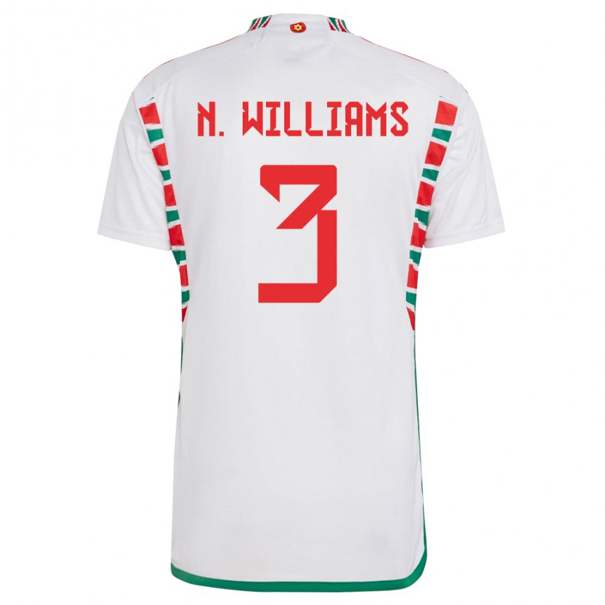 Męski Walii Neco Williams #3 Biały Wyjazdowa Koszulka 22-24 Koszulki Klubowe