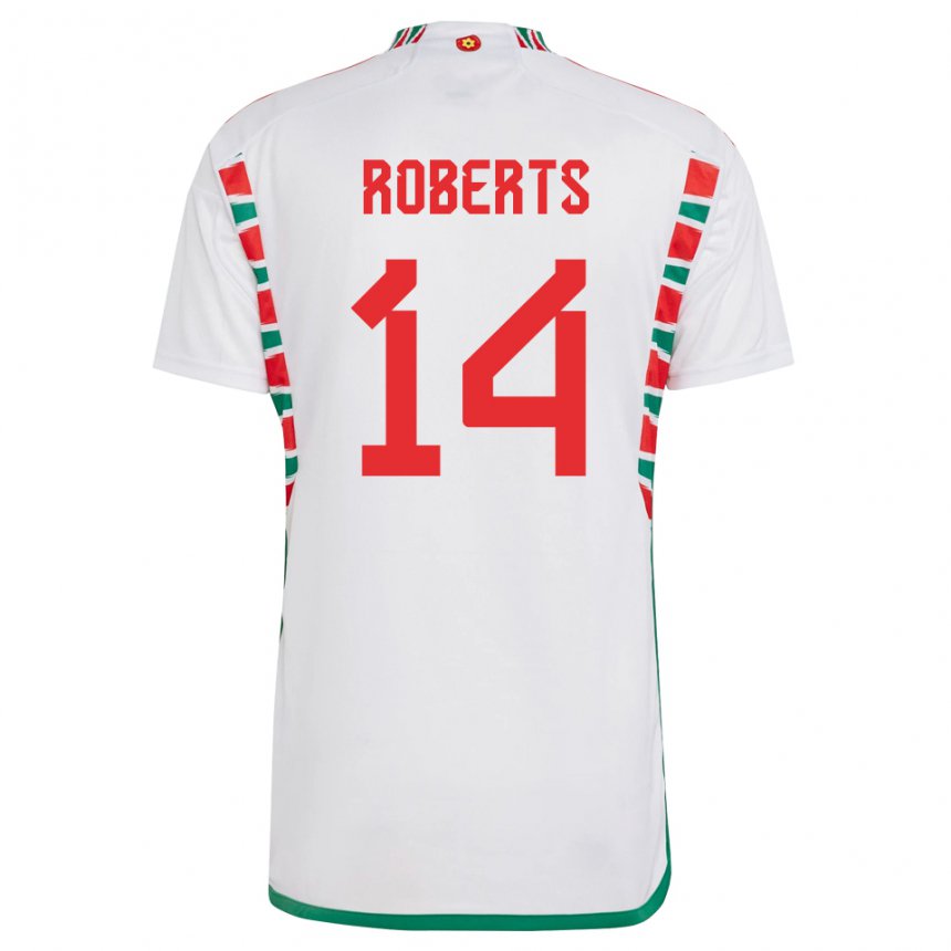 Męski Walii Connor Roberts #14 Biały Wyjazdowa Koszulka 22-24 Koszulki Klubowe