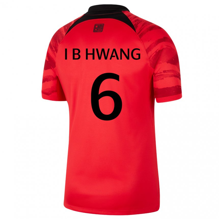 Kobiety Korei Południowej In-beom Hwang #6 Czerwony Czarny Domowa Koszulka 22-24 Koszulki Klubowe