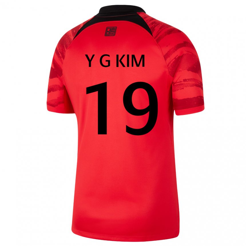 Kobiety Korei Południowej Young-gwon Kim #19 Czerwony Czarny Domowa Koszulka 22-24 Koszulki Klubowe