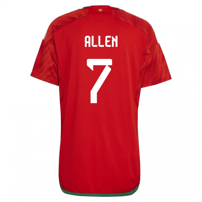 Kobiety Walii Joe Allen #7 Czerwony Domowa Koszulka 22-24 Koszulki Klubowe