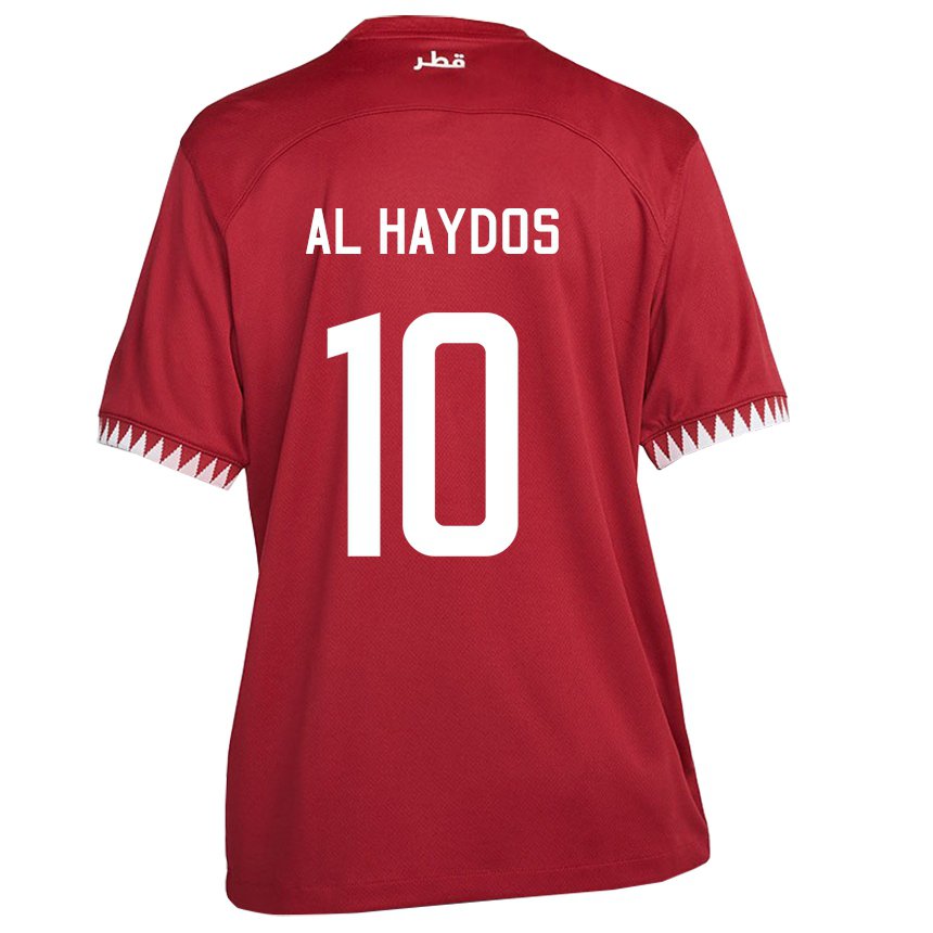 Kobiety Kataru Hasan Al Haydos #10 Kasztanowaty Domowa Koszulka 22-24 Koszulki Klubowe