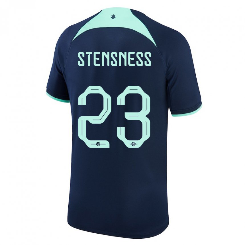 Kobiety Australii Gianni Stensness #23 Ciemny Niebieski Wyjazdowa Koszulka 22-24 Koszulki Klubowe