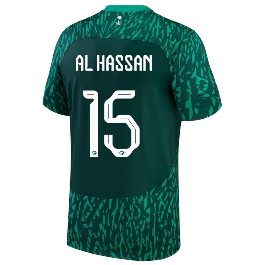 Kobiety Arabii Saudyjskiej Ali Al Hassan #15 Ciemnozielony Wyjazdowa Koszulka 22-24 Koszulki Klubowe