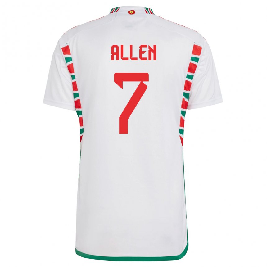 Kobiety Walii Joe Allen #7 Biały Wyjazdowa Koszulka 22-24 Koszulki Klubowe