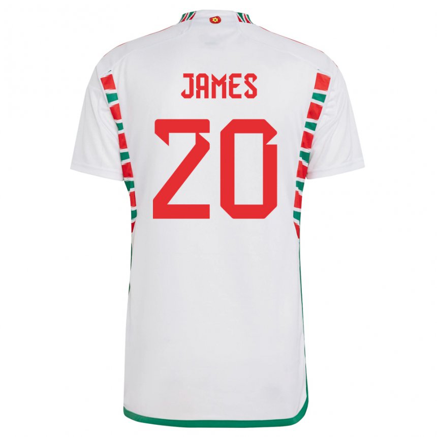 Kobiety Walii Daniel James #20 Biały Wyjazdowa Koszulka 22-24 Koszulki Klubowe