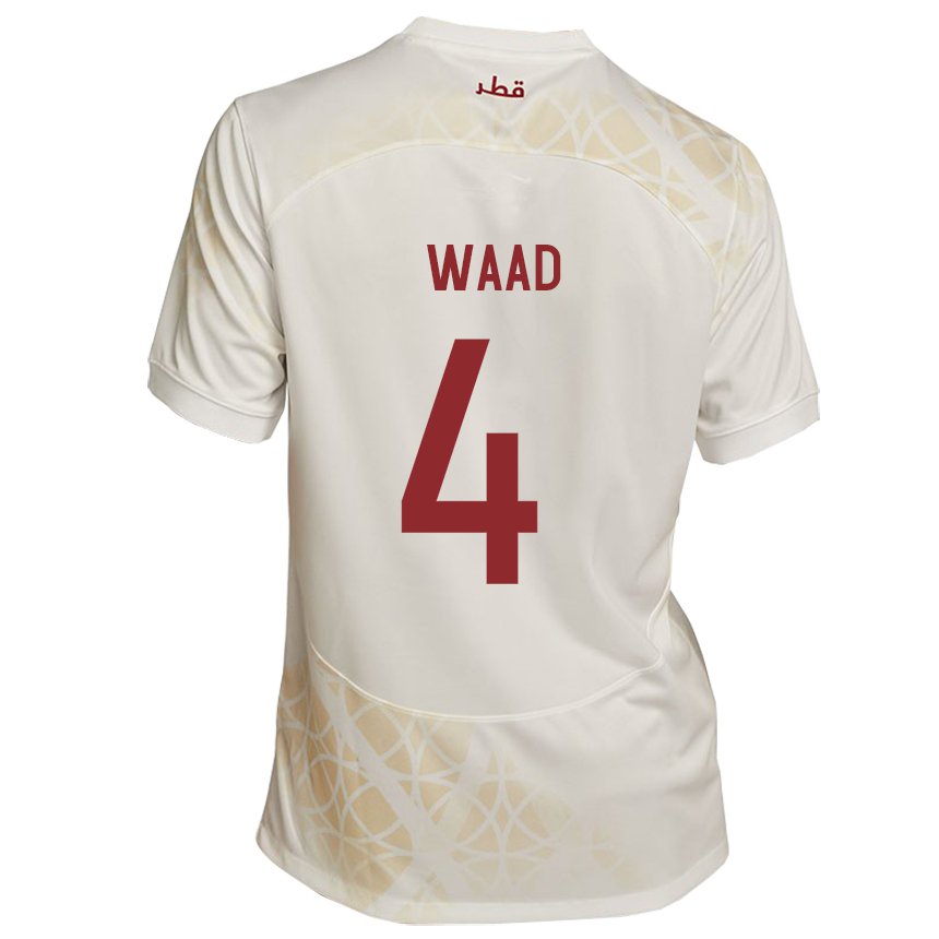 Kobiety Kataru Mohammed Waad #4 Złoty Beżowy Wyjazdowa Koszulka 22-24 Koszulki Klubowe