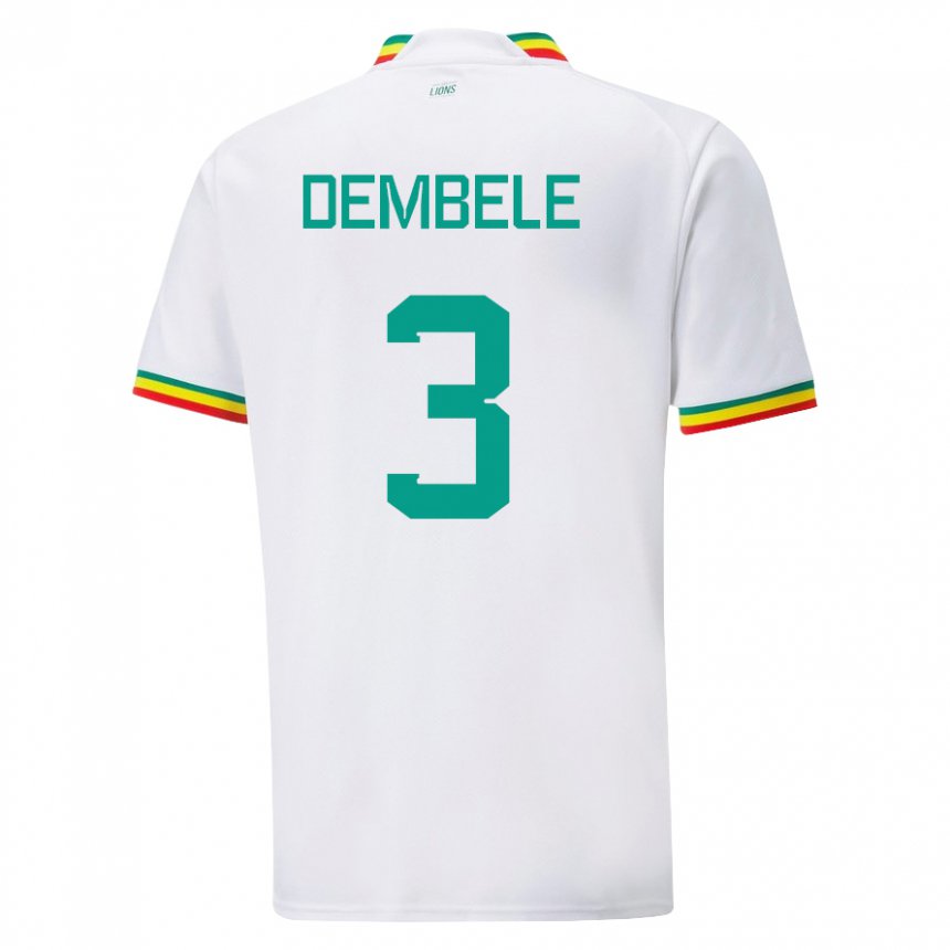 Dzieci Senegalu Anta Dembele #3 Biały Domowa Koszulka 22-24 Koszulki Klubowe