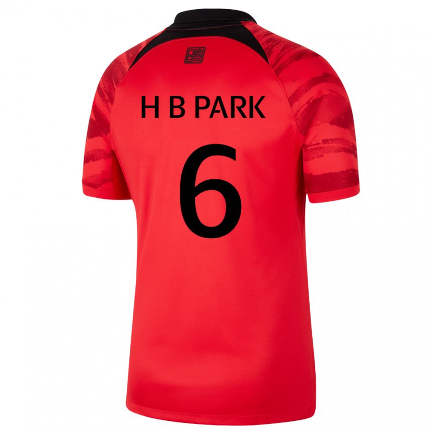 Dzieci Korei Południowej Park Hyeon Bin #6 Czerwony Czarny Domowa Koszulka 22-24 Koszulki Klubowe