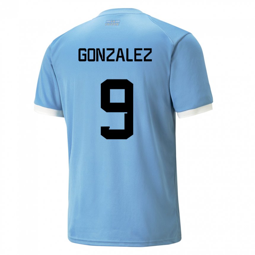 Dzieci Urugwaju Pamela Gonzalez #9 Niebieski Domowa Koszulka 22-24 Koszulki Klubowe