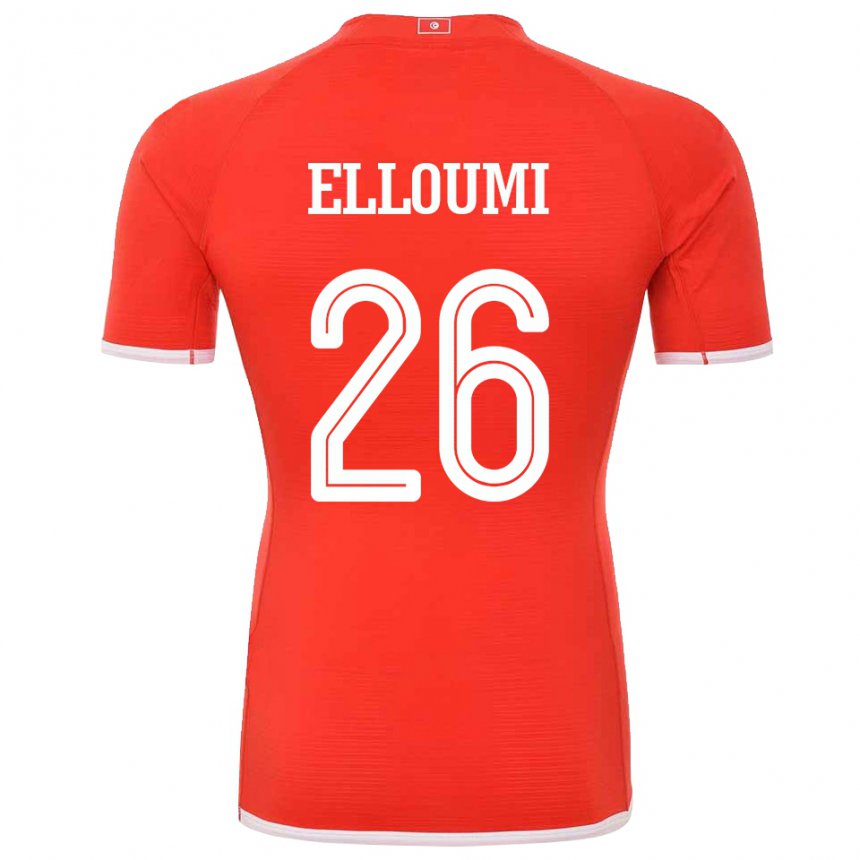 Dzieci Tunezji Khalil Elloumi #26 Czerwony Domowa Koszulka 22-24 Koszulki Klubowe