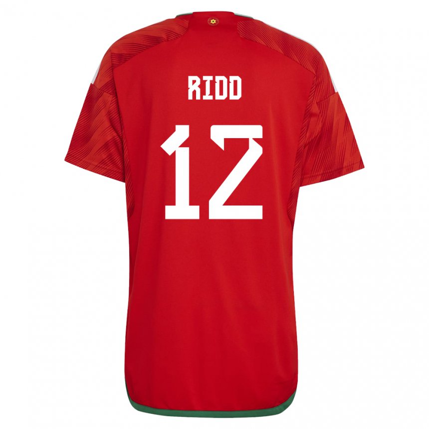 Dzieci Walii Lewis Ridd #12 Czerwony Domowa Koszulka 22-24 Koszulki Klubowe