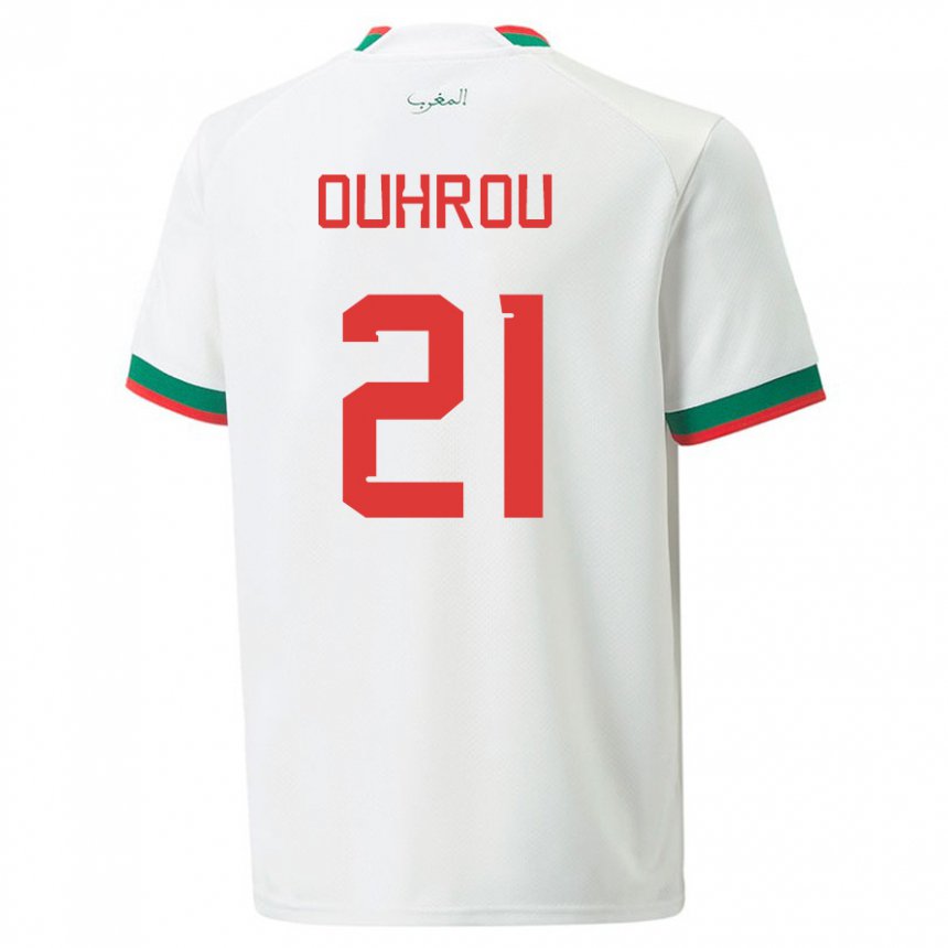 Dzieci Maroka Marouane Ouhrou #21 Biały Wyjazdowa Koszulka 22-24 Koszulki Klubowe