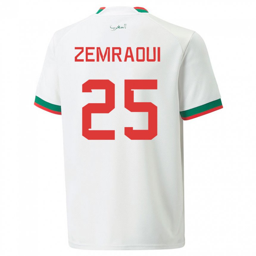 Dzieci Maroka Oussama Zemraoui #25 Biały Wyjazdowa Koszulka 22-24 Koszulki Klubowe