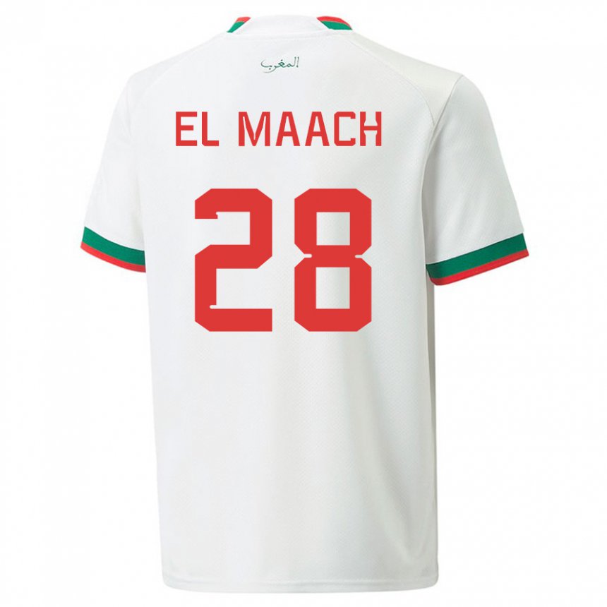 Dzieci Maroka Fouad El Maach #28 Biały Wyjazdowa Koszulka 22-24 Koszulki Klubowe