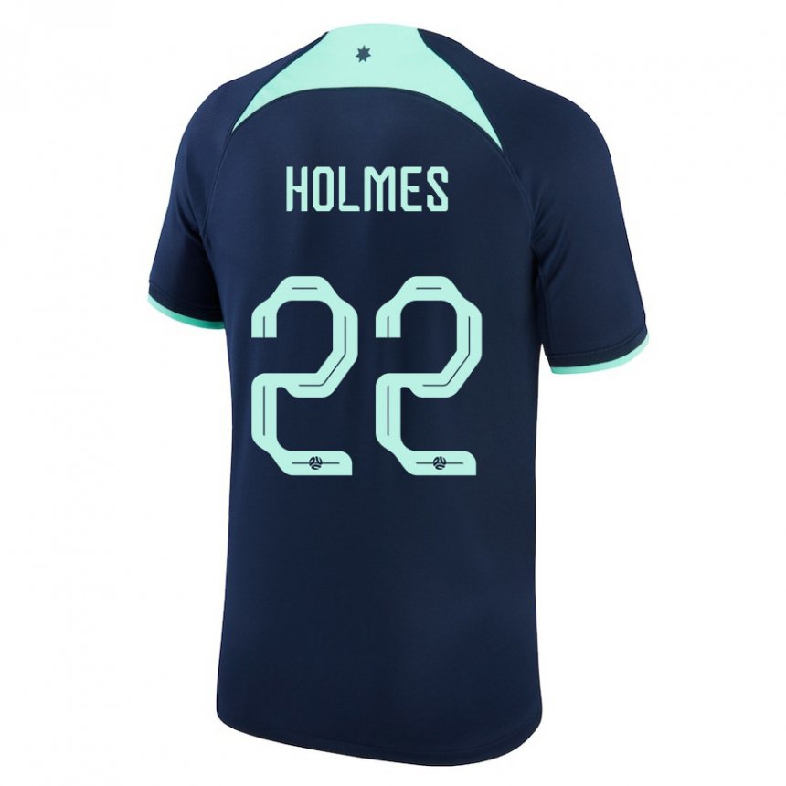 Dzieci Australii Jordan Holmes #22 Ciemny Niebieski Wyjazdowa Koszulka 22-24 Koszulki Klubowe