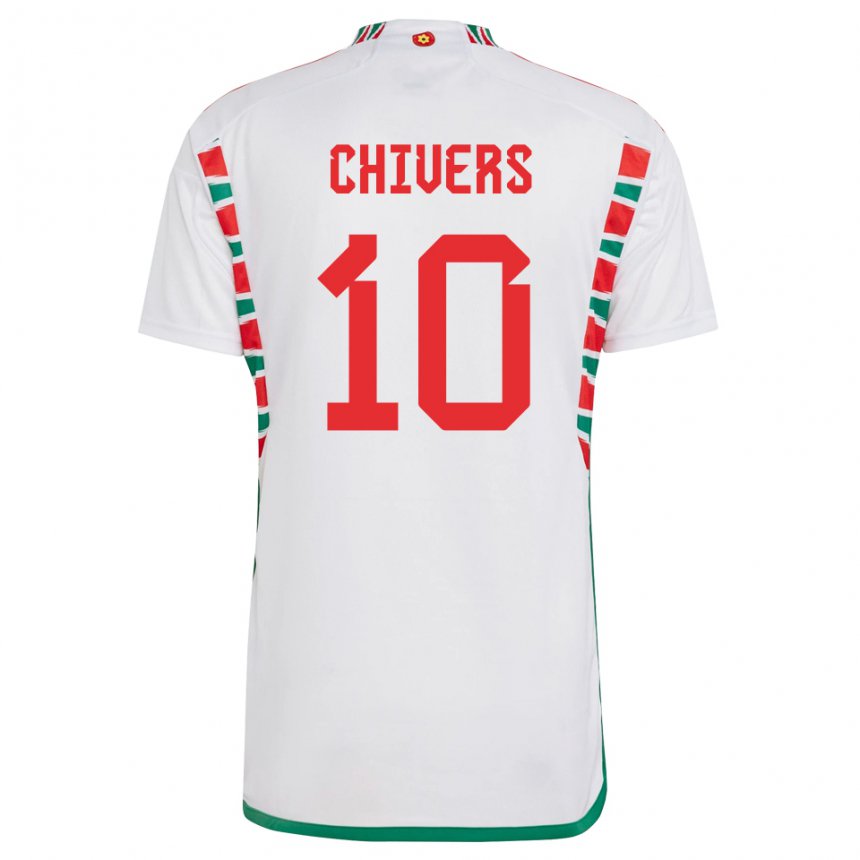 Dzieci Walii Chloe Chivers #10 Biały Wyjazdowa Koszulka 22-24 Koszulki Klubowe