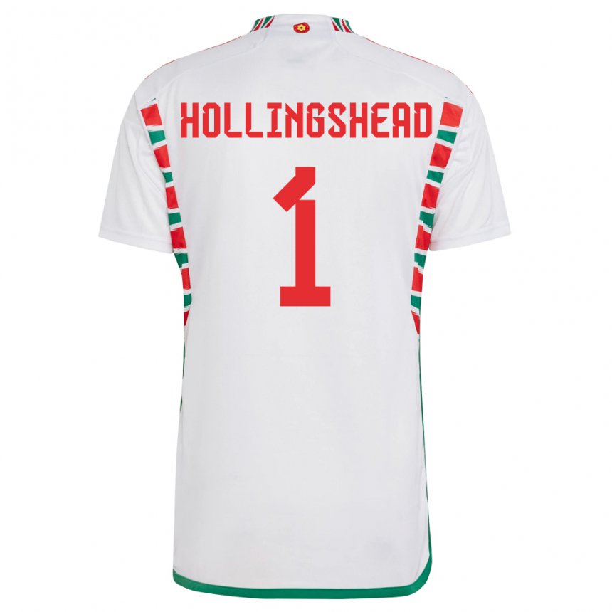 Dzieci Walii Ronnie Hollingshead #1 Biały Wyjazdowa Koszulka 22-24 Koszulki Klubowe