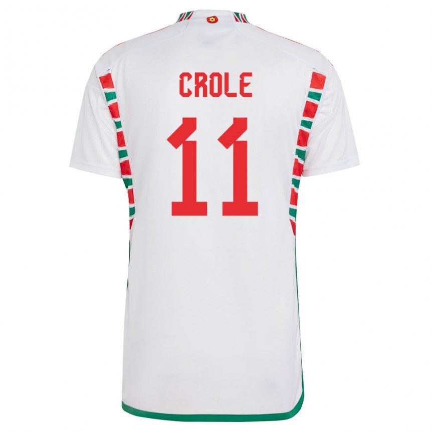 Dzieci Walii James Crole #11 Biały Wyjazdowa Koszulka 22-24 Koszulki Klubowe