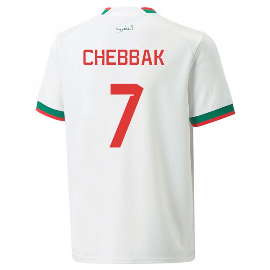 Dzieci Maroka Ghizlane Chebbak #7 Biały Wyjazdowa Koszulka 22-24 Koszulki Klubowe
