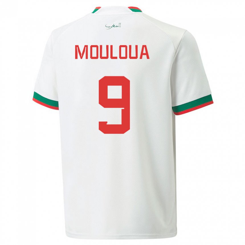 Dzieci Maroka Ayoub Mouloua #9 Biały Wyjazdowa Koszulka 22-24 Koszulki Klubowe