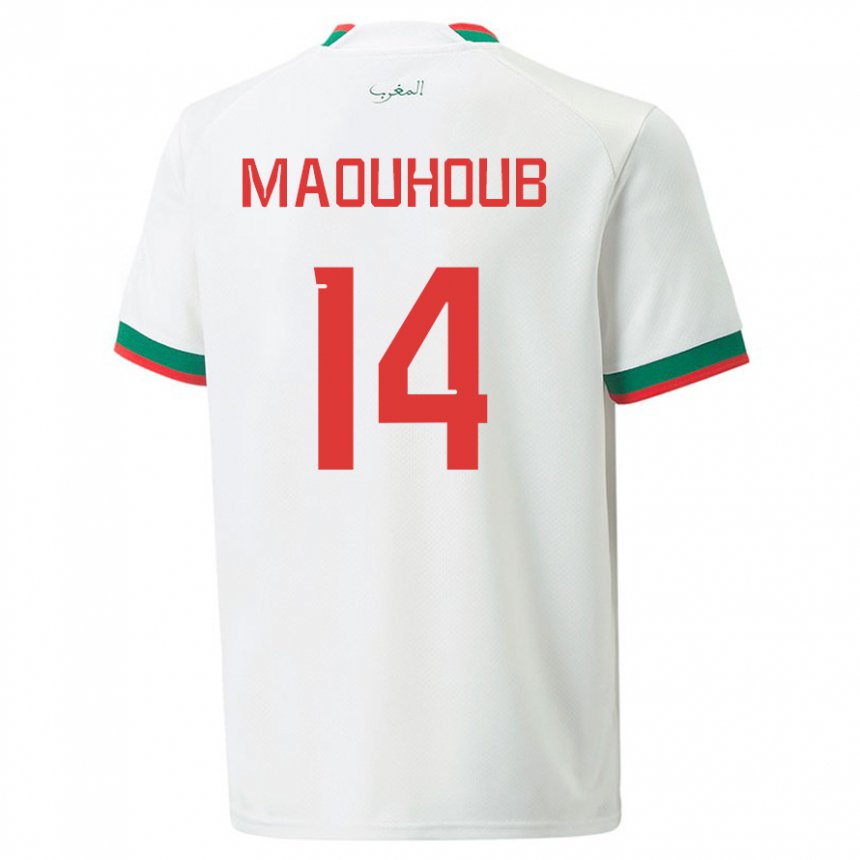 Dzieci Maroka El Mehdi Maouhoub #14 Biały Wyjazdowa Koszulka 22-24 Koszulki Klubowe