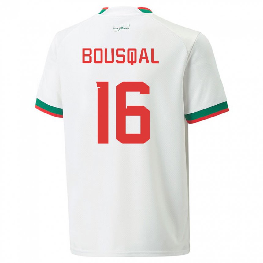 Dzieci Maroka Hamza Bousqal #16 Biały Wyjazdowa Koszulka 22-24 Koszulki Klubowe