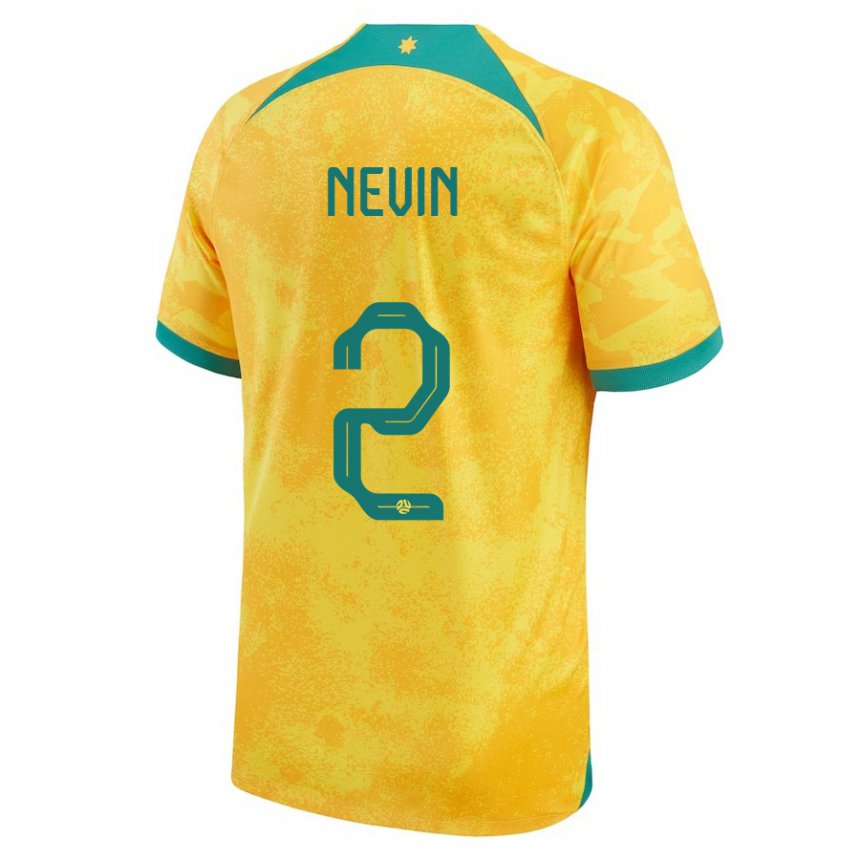 Męski Australii Courtney Nevin #2 Złoty Domowa Koszulka 22-24 Koszulki Klubowe