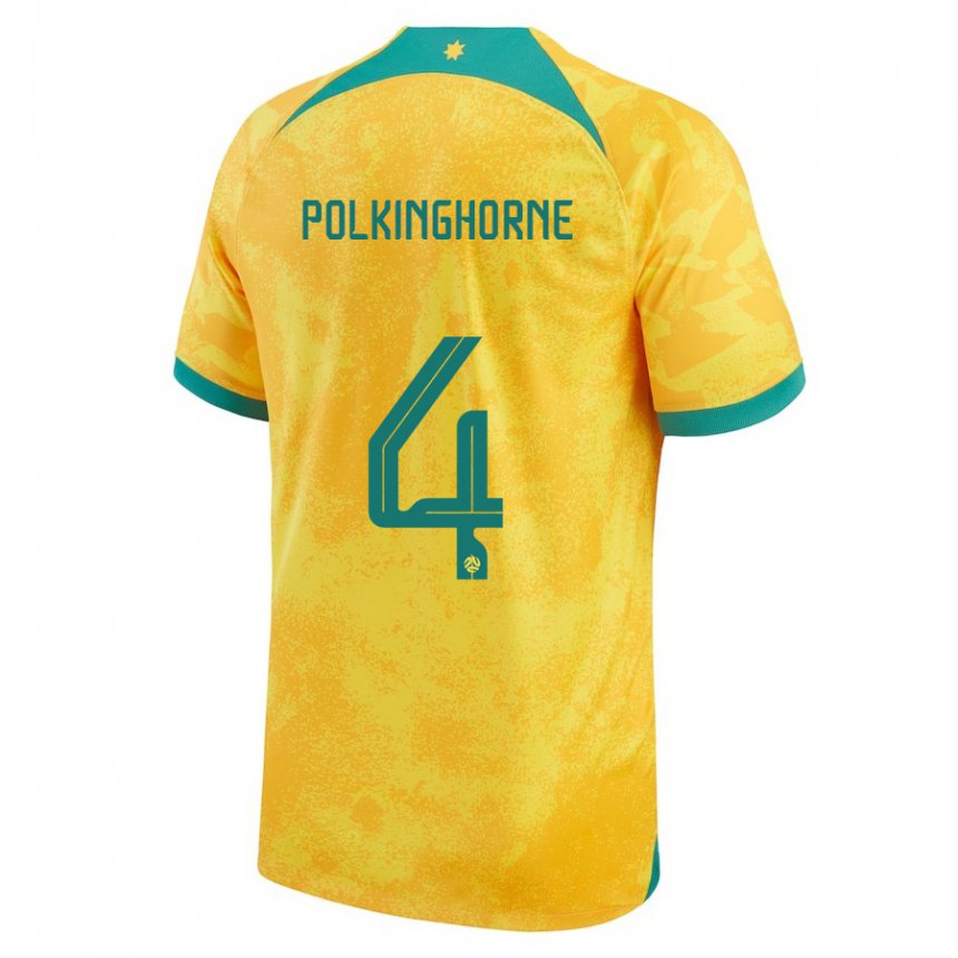 Męski Australii Clare Polkinghorne #4 Złoty Domowa Koszulka 22-24 Koszulki Klubowe