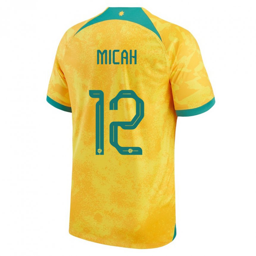 Męski Australii Teagan Micah #12 Złoty Domowa Koszulka 22-24 Koszulki Klubowe