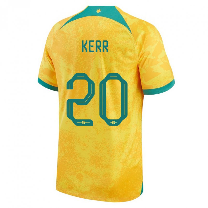 Męski Australii Sam Kerr #20 Złoty Domowa Koszulka 22-24 Koszulki Klubowe