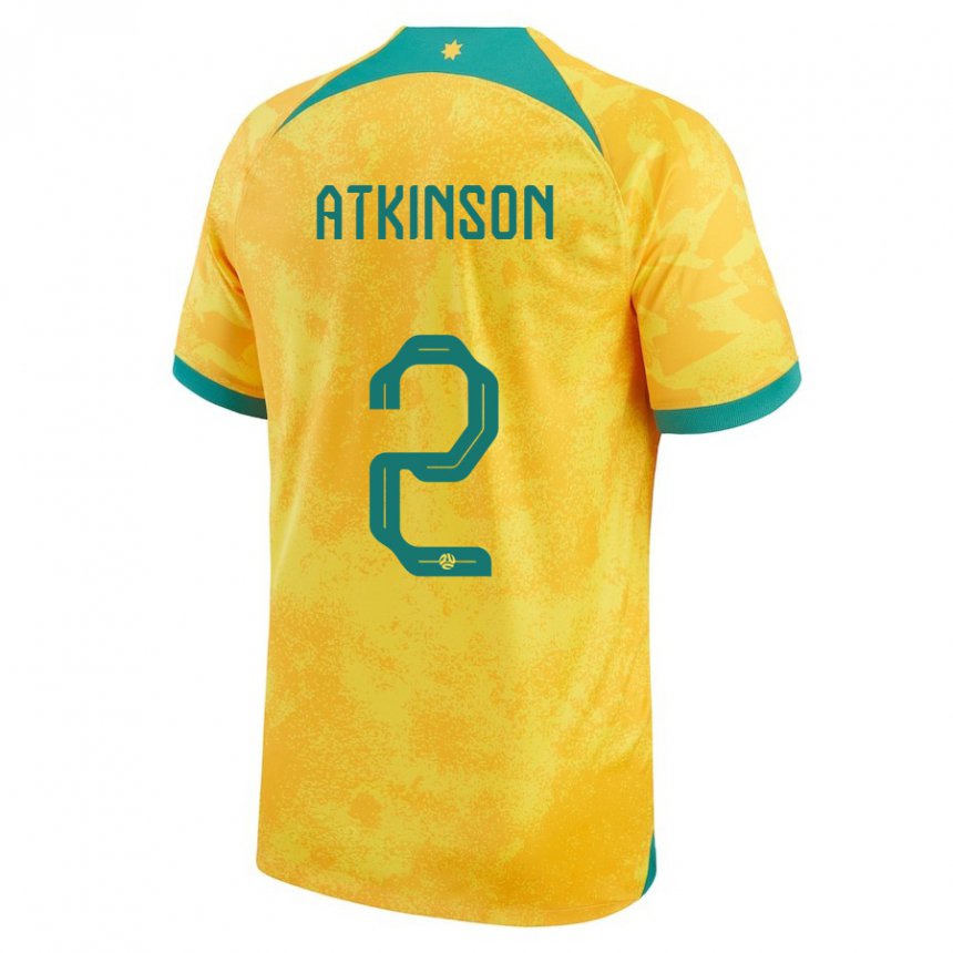 Męski Australii Nathaniel Atkinson #2 Złoty Domowa Koszulka 22-24 Koszulki Klubowe