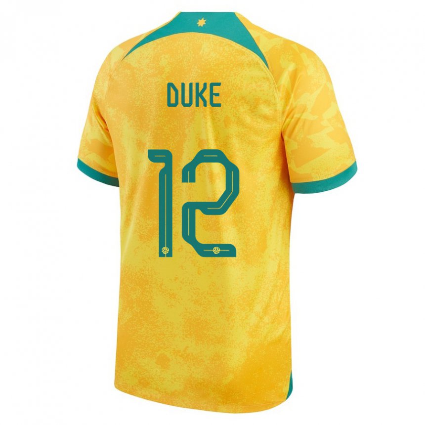 Męski Australii Mitch Duke #12 Złoty Domowa Koszulka 22-24 Koszulki Klubowe