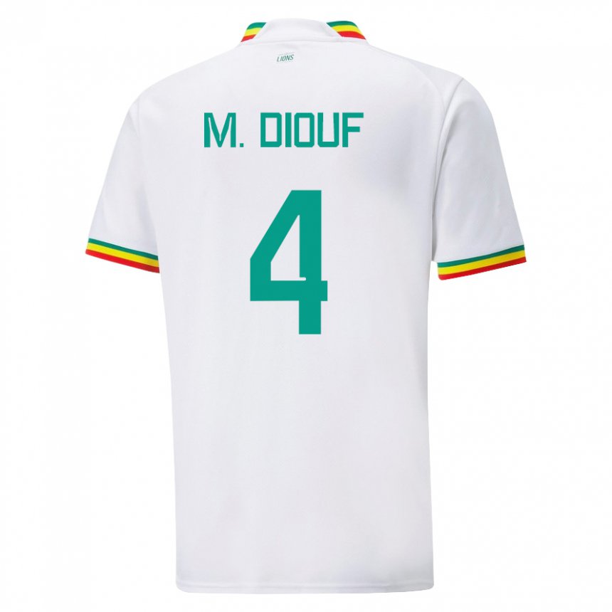 Męski Senegalu Mame Diarra Diouf #4 Biały Domowa Koszulka 22-24 Koszulki Klubowe