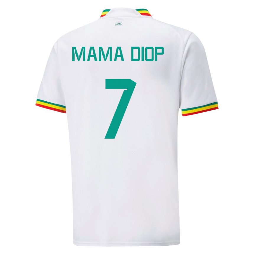 Męski Senegalu Mama Diop #7 Biały Domowa Koszulka 22-24 Koszulki Klubowe