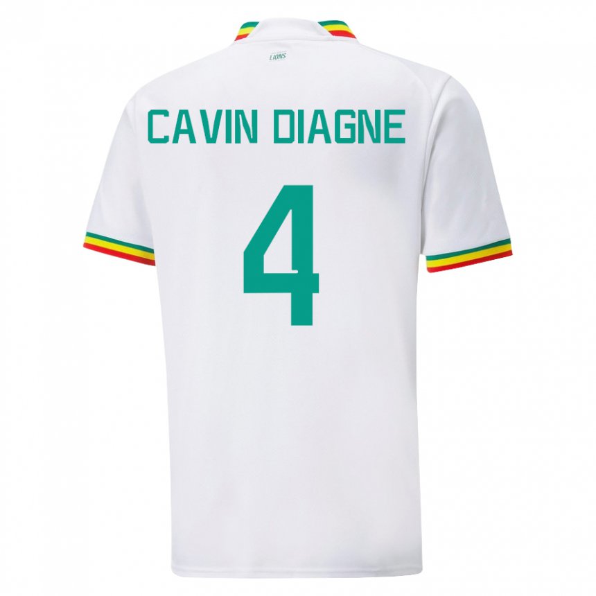 Męski Senegalu Cavin Diagne #4 Biały Domowa Koszulka 22-24 Koszulki Klubowe