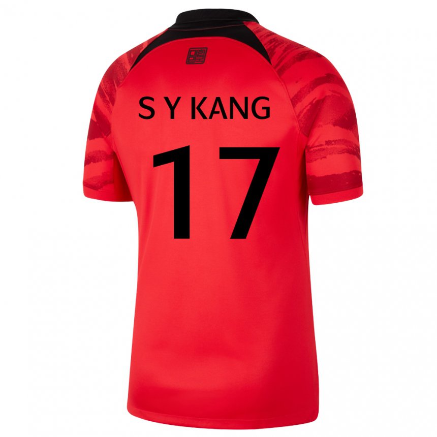 Męski Korei Południowej Kang Sang Yun #17 Czerwony Czarny Domowa Koszulka 22-24 Koszulki Klubowe