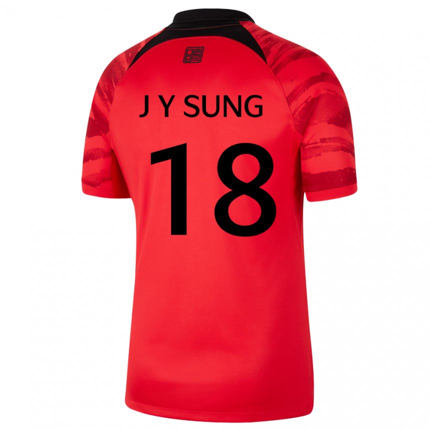 Męski Korei Południowej Sung Jin Young #18 Czerwony Czarny Domowa Koszulka 22-24 Koszulki Klubowe