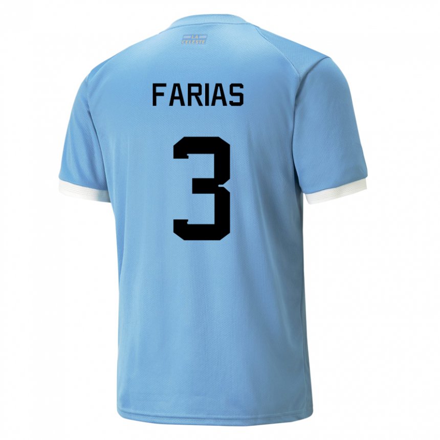 Męski Urugwaju Daiana Farias #3 Niebieski Domowa Koszulka 22-24 Koszulki Klubowe