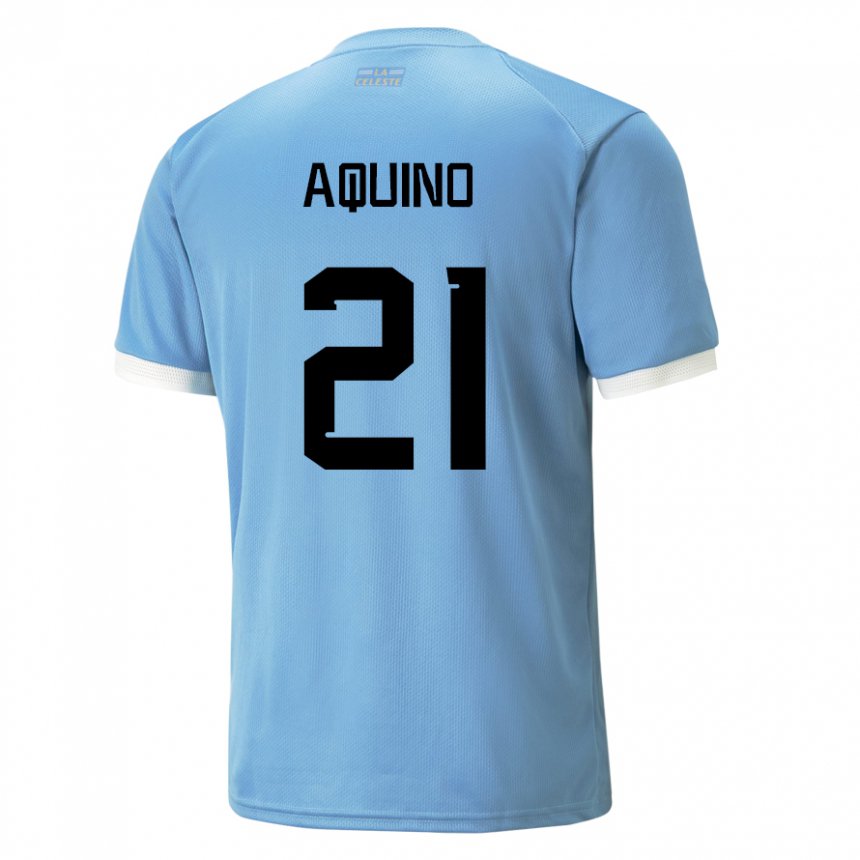 Męski Urugwaju Belen Aquino #21 Niebieski Domowa Koszulka 22-24 Koszulki Klubowe