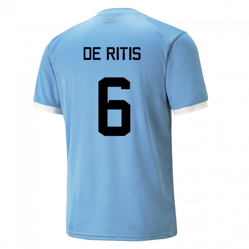 Męski Urugwaju Mathias De Ritis #6 Niebieski Domowa Koszulka 22-24 Koszulki Klubowe