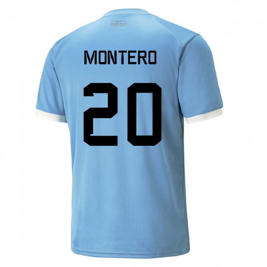 Męski Urugwaju Alfonso Montero #20 Niebieski Domowa Koszulka 22-24 Koszulki Klubowe