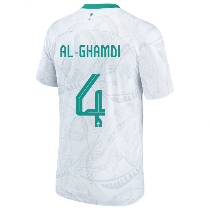 Męski Arabii Saudyjskiej Talah Al Ghamdi #4 Biały Domowa Koszulka 22-24 Koszulki Klubowe