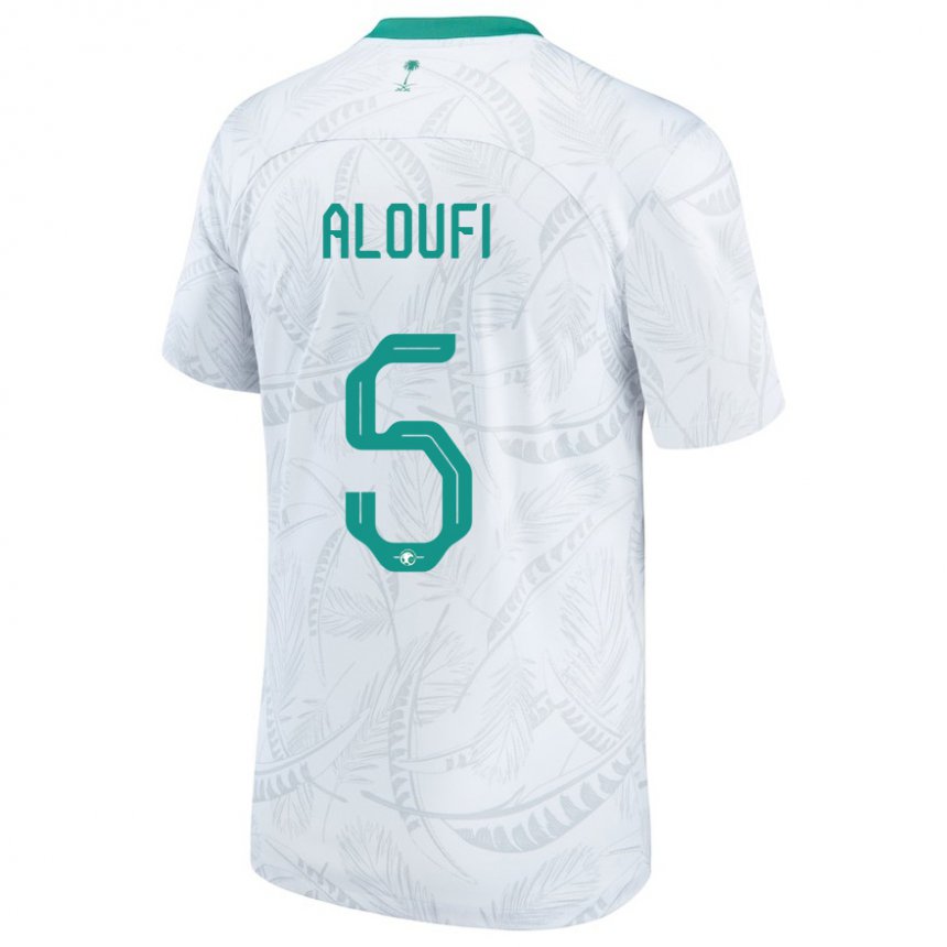 Męski Arabii Saudyjskiej Mohammed Aloufi #5 Biały Domowa Koszulka 22-24 Koszulki Klubowe